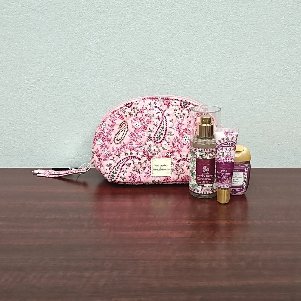 Bath & Body Works Vera Bradley PINK BERRY BURST Cosmetic Bag & Mini Set